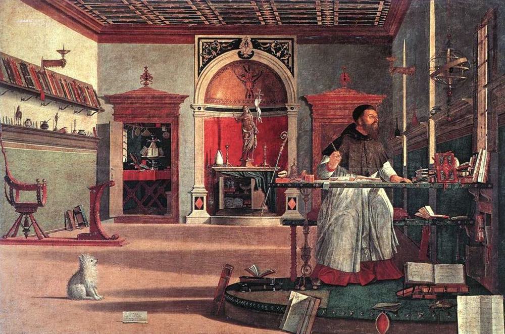 Pintura de Carpaccio de san Agustín en su estudio con una esfera armilar