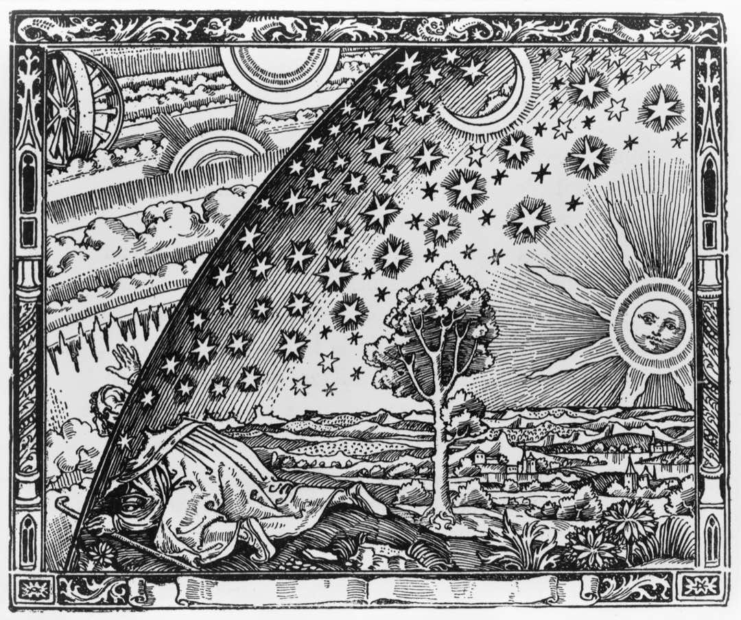 The Flammarion engraving, a traveller looking beyond the edge of the sky