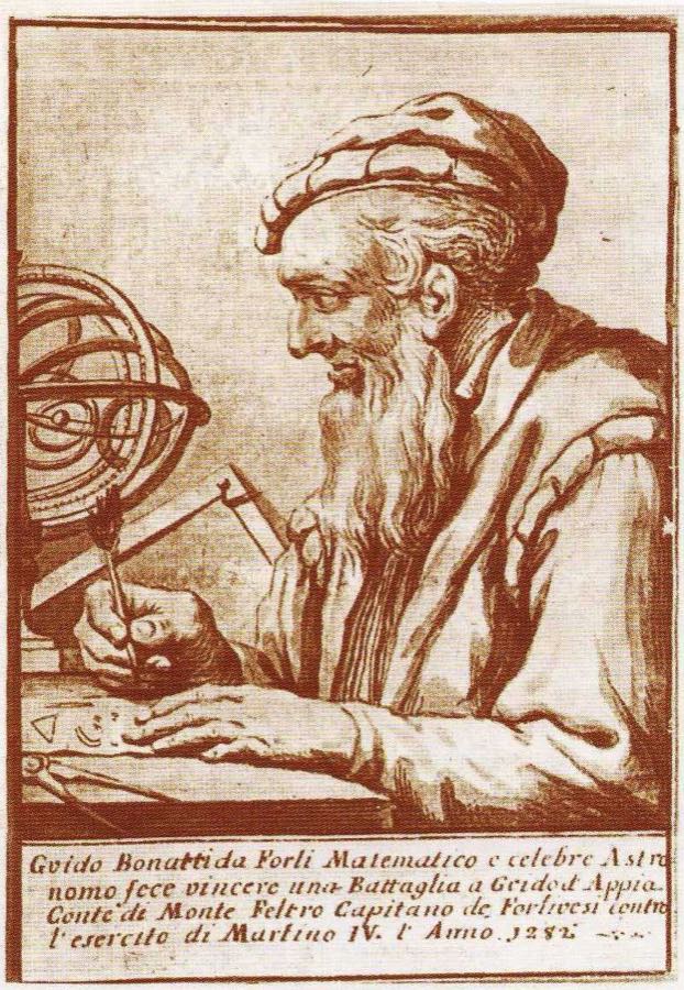 Ortaçağ astroloğu Guido Bonatti'nin gravürü