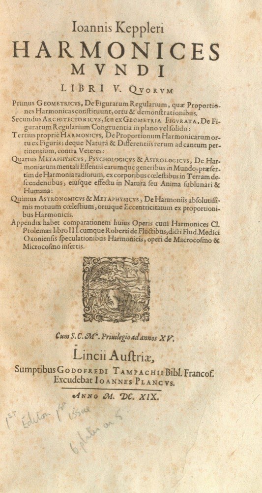 Une page des Harmonices Mundi de Johannes Kepler datant de 1619, l'ouvrage dans lequel il exposa la géométrie qui sous-tend les aspects astrologiques.
