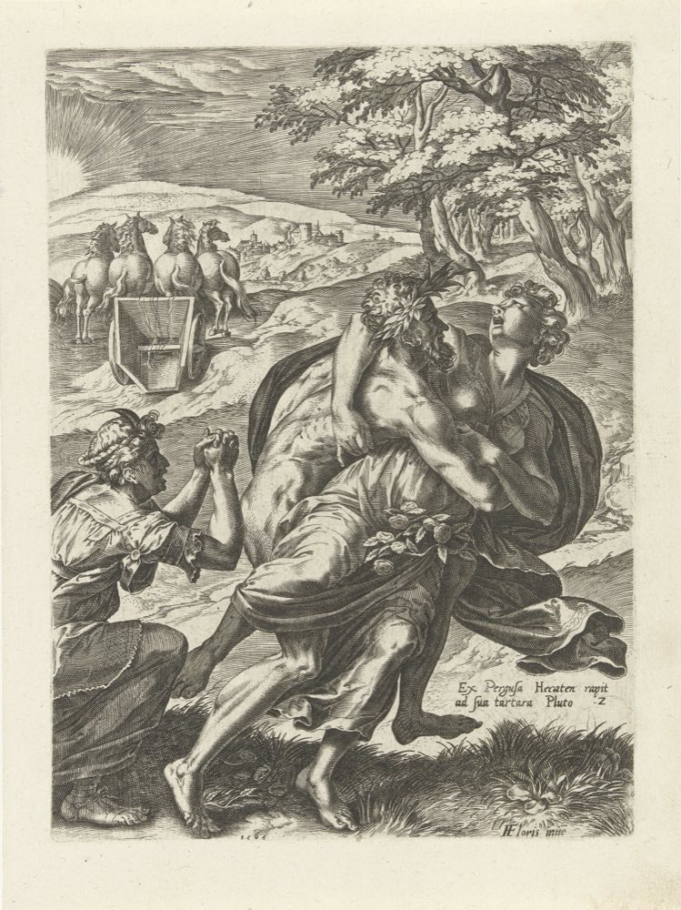 Pluto, Herr der Unterwelt, in einem niederländischen Kupferstich (Rijksmuseum).