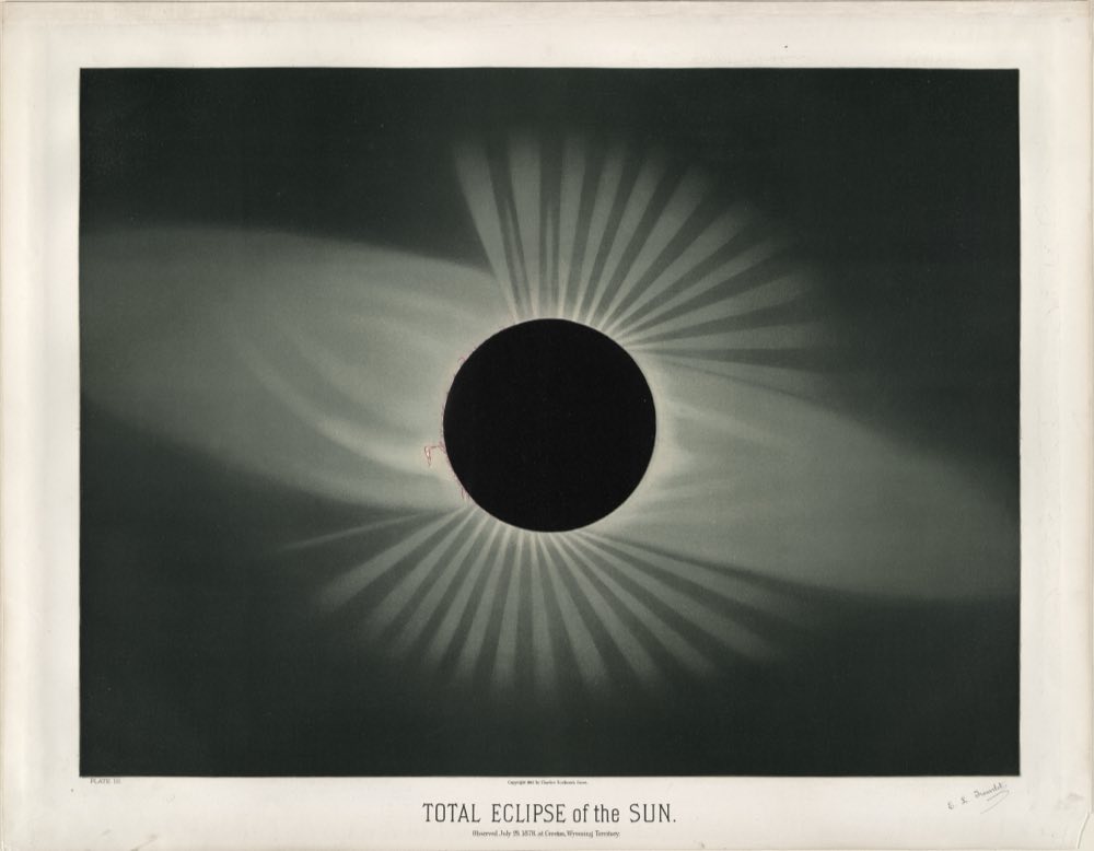 Total eclipse of the Sun, Étienne Léopold Trouvelot, 1878.
