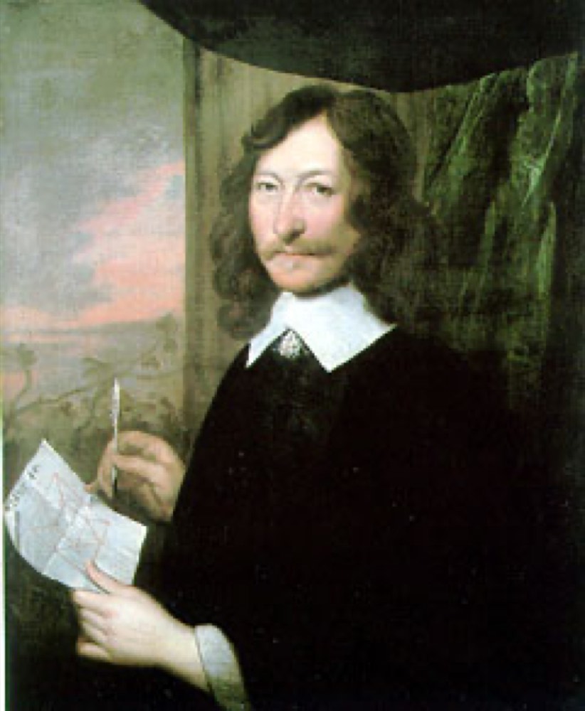 Um retrato gravado do astrólogo inglês William Lilly.